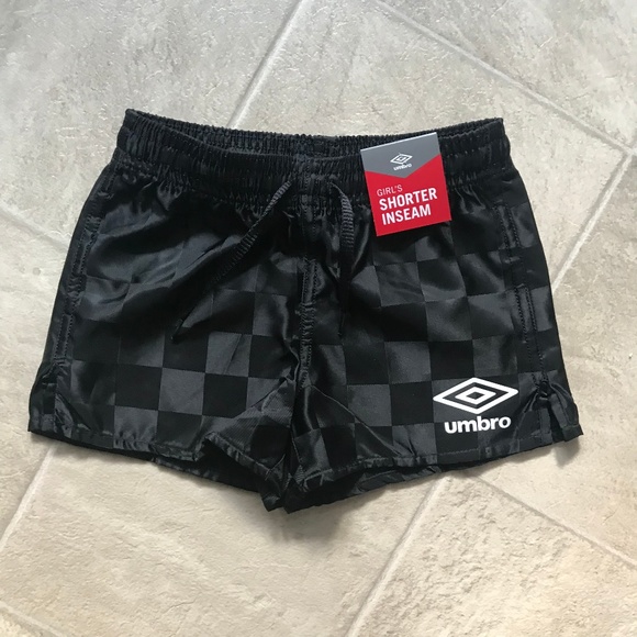 NEW Umbro Soccer Shorts Black Check Kids XXS - Picture 1 of 8